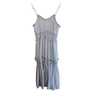 Size M – White Polka Dot Ruffle Maxi Dress